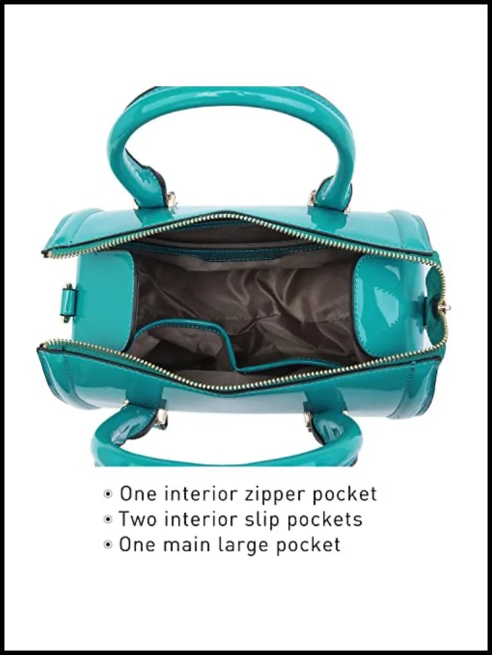 Shiny Patent Faux Leather Barrel Top Handle Satchel Shoulder Bag